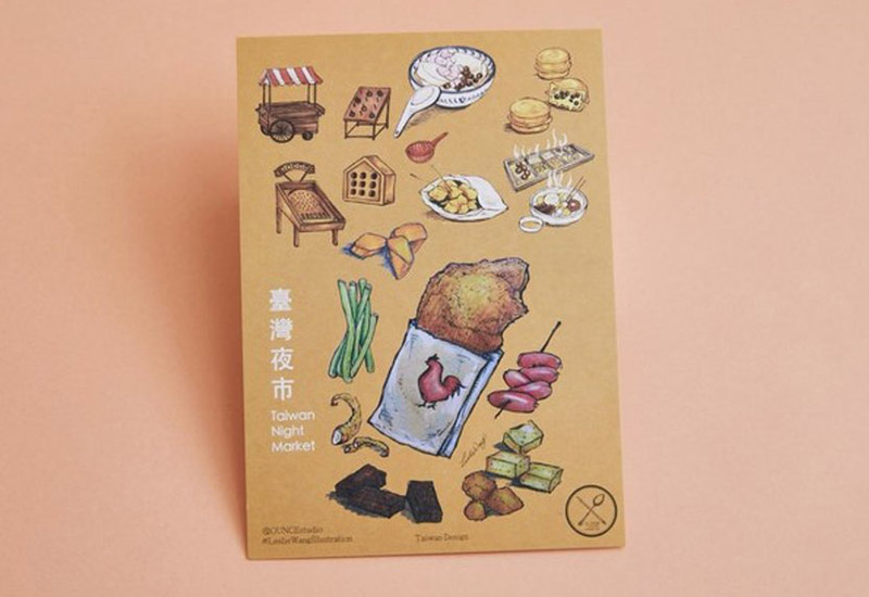 古早味明信片6入組 台灣小吃插畫